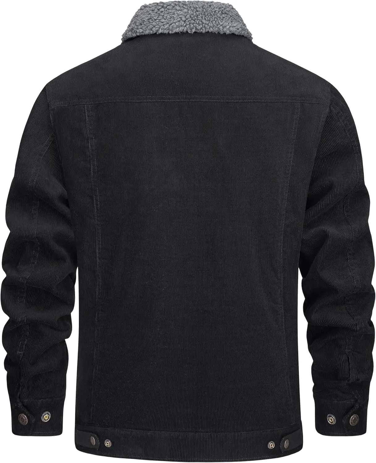 MAGNIVIT Men's Corduroy Fleece Cargo Jacket Winter Snap Button Lapel Sherpa Lined Trucker Cowboy Coat with 5 Pockets