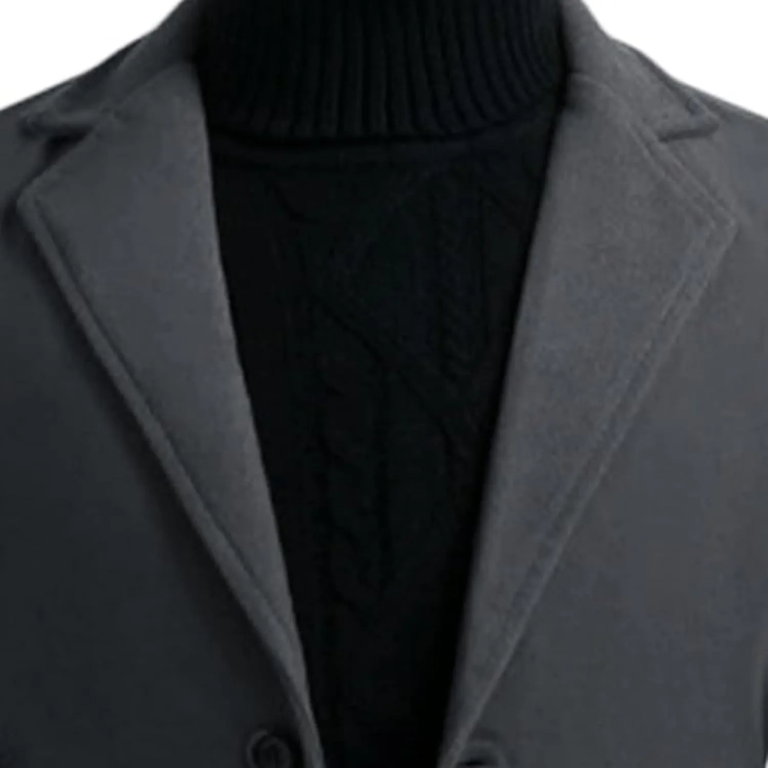 Maiyifu-GJ Mens Wool Blend Trench Coat Mid-Length Notched Collar Long Top Pea Coats Business Single Breasted Jacket Overcoat