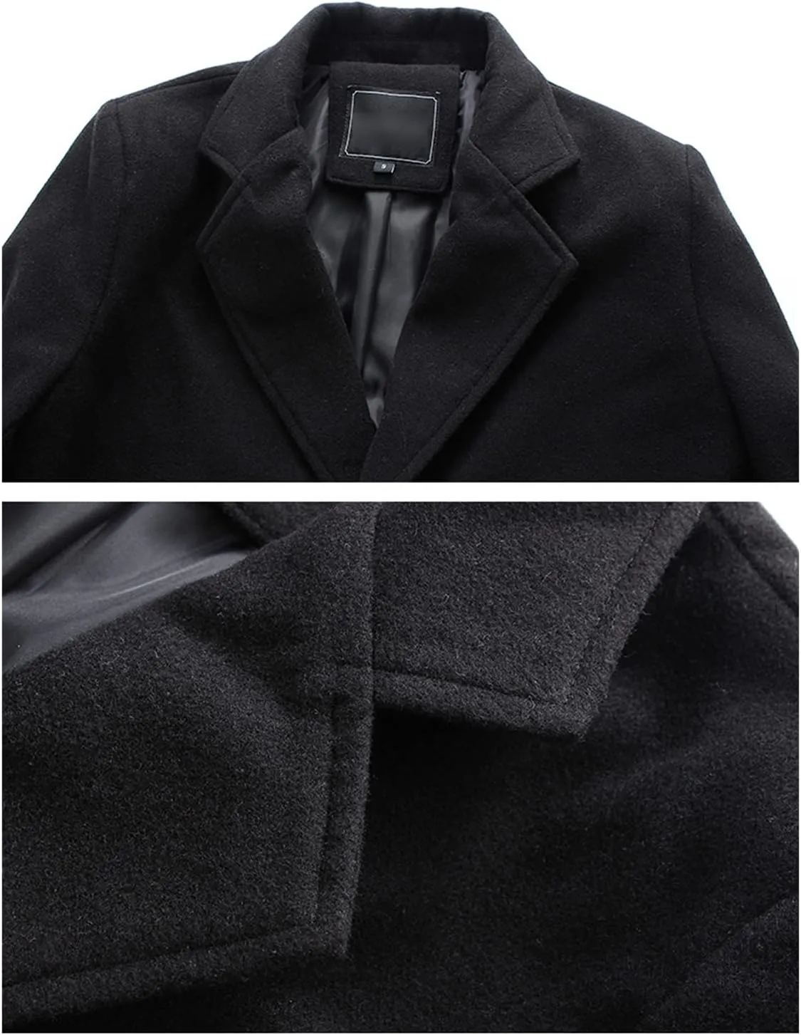 Maiyifu-GJ Men's Wool Blend Trench Coat Single Breasted Business Long Pea Coats Lightweight Notched Lapel Overcoat Jacket