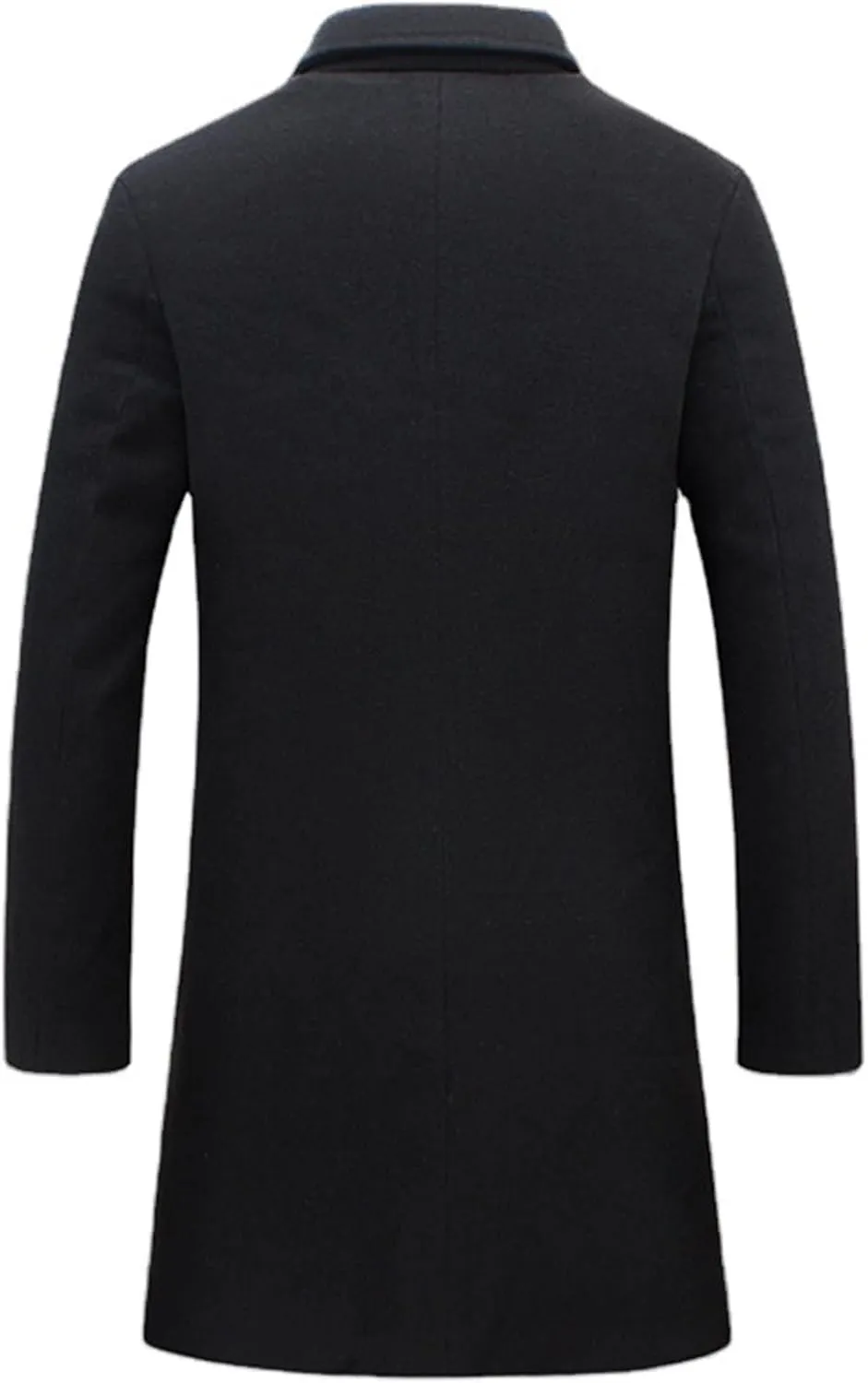 Maiyifu-GJ Men's Wool Blend Trench Coat Single Breasted Business Long Pea Coats Lightweight Notched Lapel Overcoat Jacket