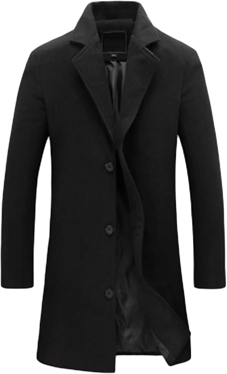 Maiyifu-GJ Men's Wool Blend Trench Coat Single Breasted Business Long Pea Coats Lightweight Notched Lapel Overcoat Jacket