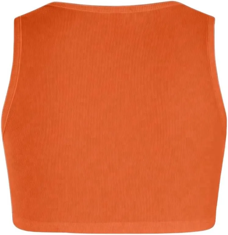 MakeMeChic Women's Crop Tank Top Ribbed Twist Front Sexy Cute Going Out Tops