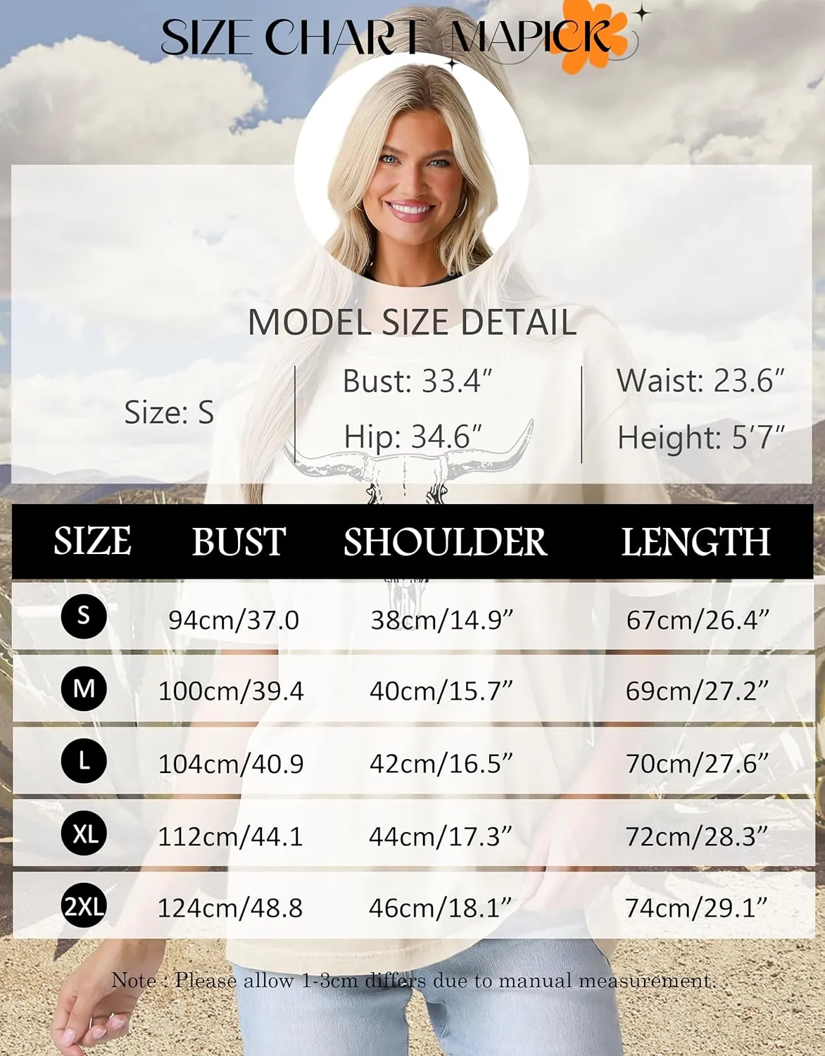 MAPICK Women Boho Cow Skull T-Shirts Western Cowgirls Graphic Crewneck Shirts Country Concert Short Sleeve Outfits