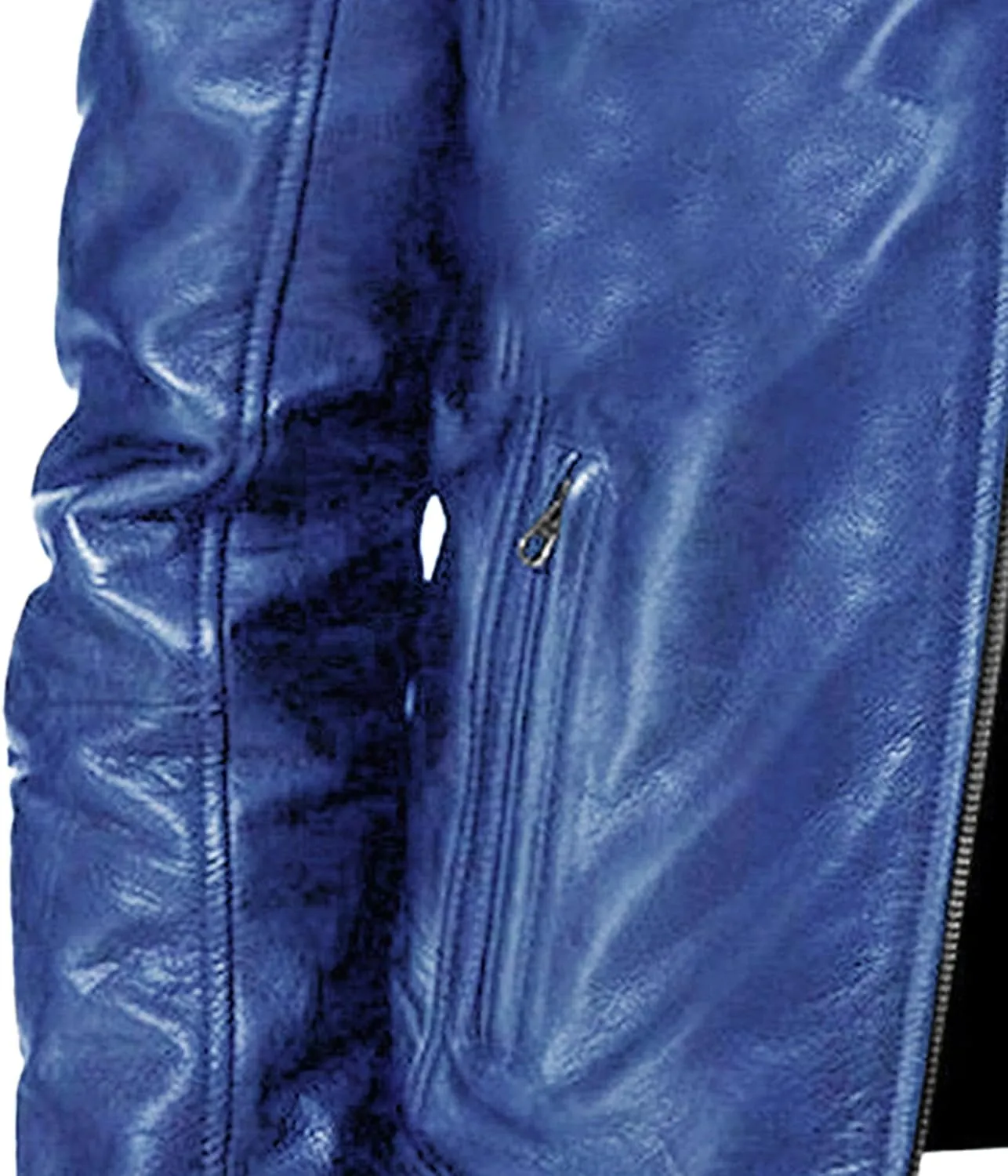 Men Leather Motorcycle Jacket Stand Collar Faux Leather Jackets Zip-Up Slim Fit Biker Coat