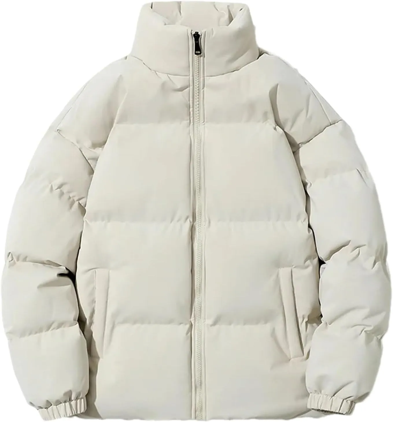 Men Stand Collar Outdoor Cotton-Padded Jacket Classic Casual Oversized Thick Parka Coat