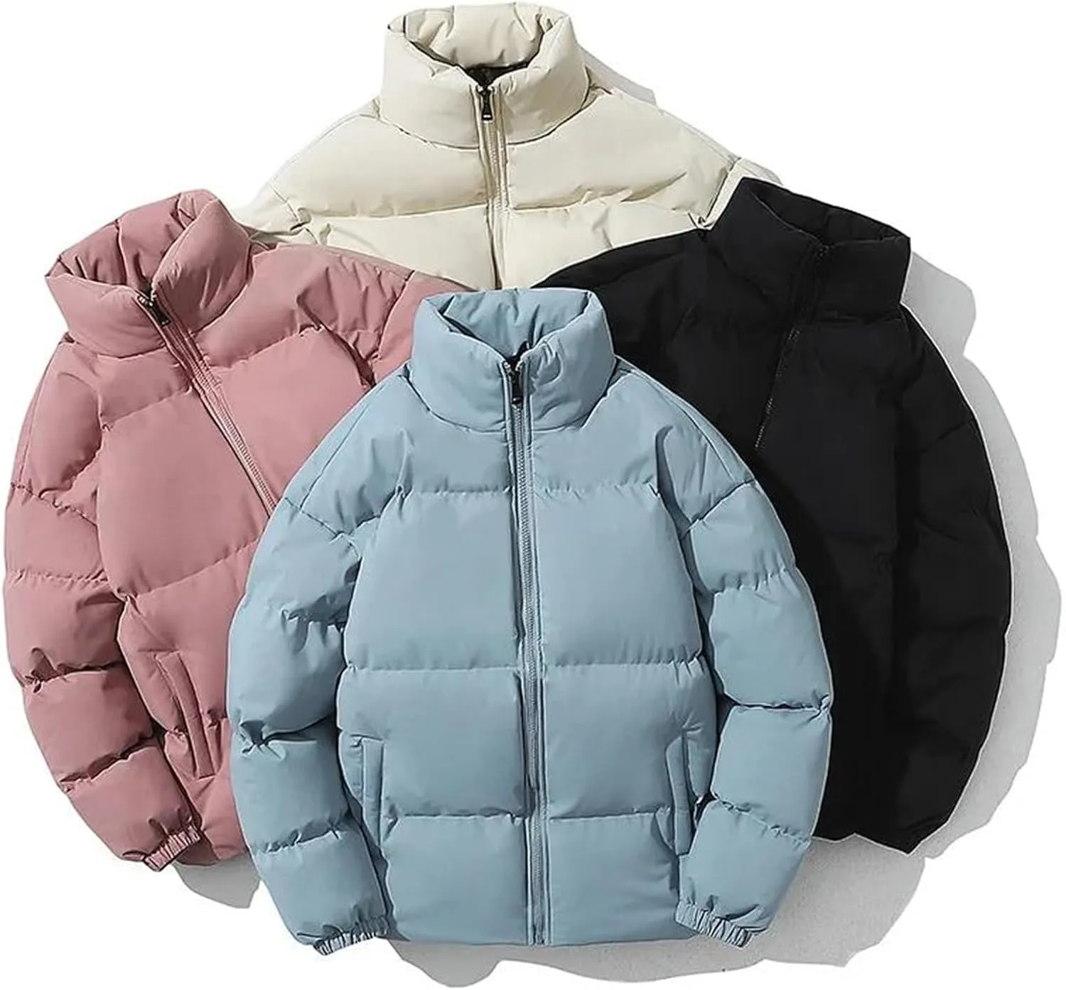 Men Stand Collar Outdoor Cotton-Padded Jacket Classic Casual Oversized Thick Parka Coat