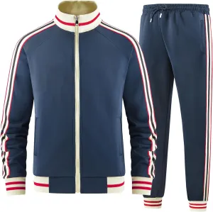 Men Track Suits Sets Long Sleeve Full-zip Sweatsuit Active Jackets and Pants 2 Piece Outfits