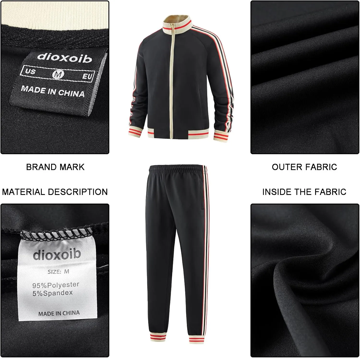 Men Track Suits Sets Long Sleeve Full-zip Sweatsuit Active Jackets and Pants 2 Piece Outfits