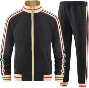 Men Track Suits Sets Long Sleeve Full-zip Sweatsuit Active Jackets and Pants 2 Piece Outfits