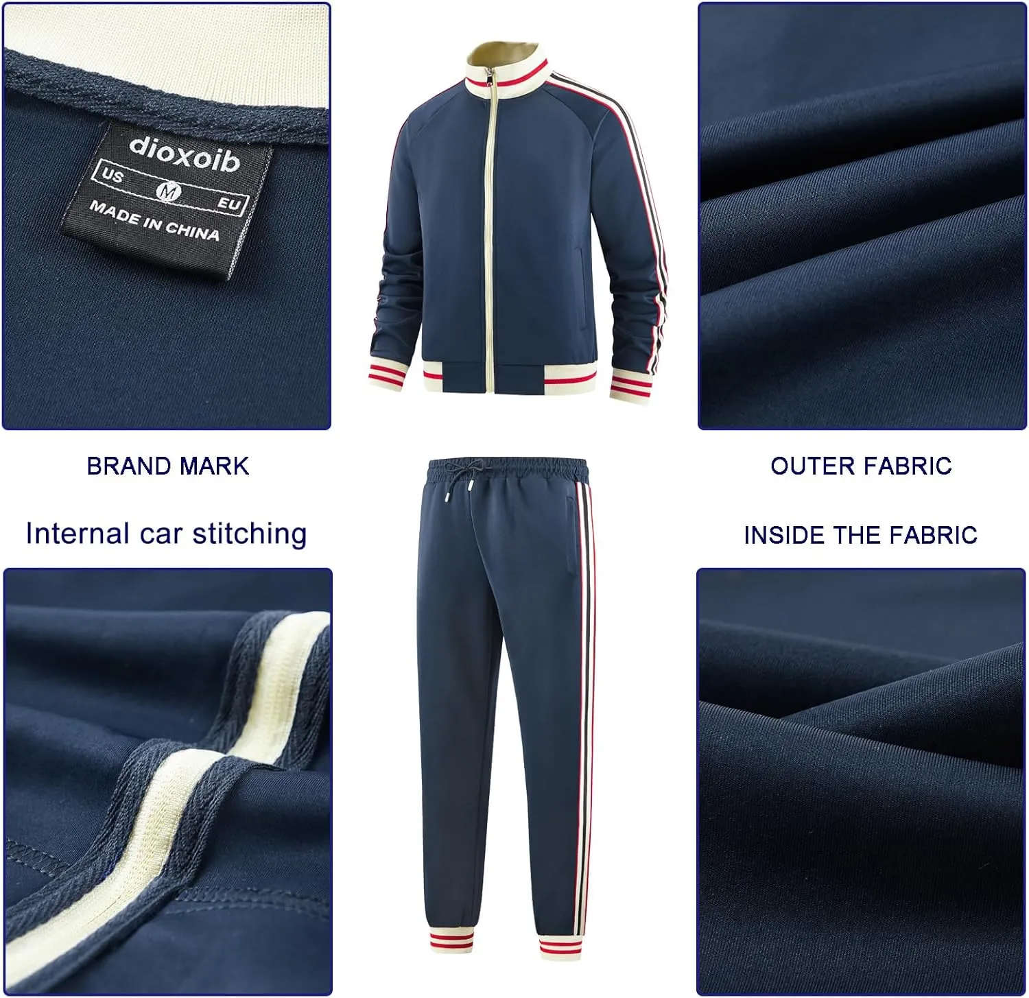 Men Track Suits Sets Long Sleeve Full-zip Sweatsuit Active Jackets and Pants 2 Piece Outfits