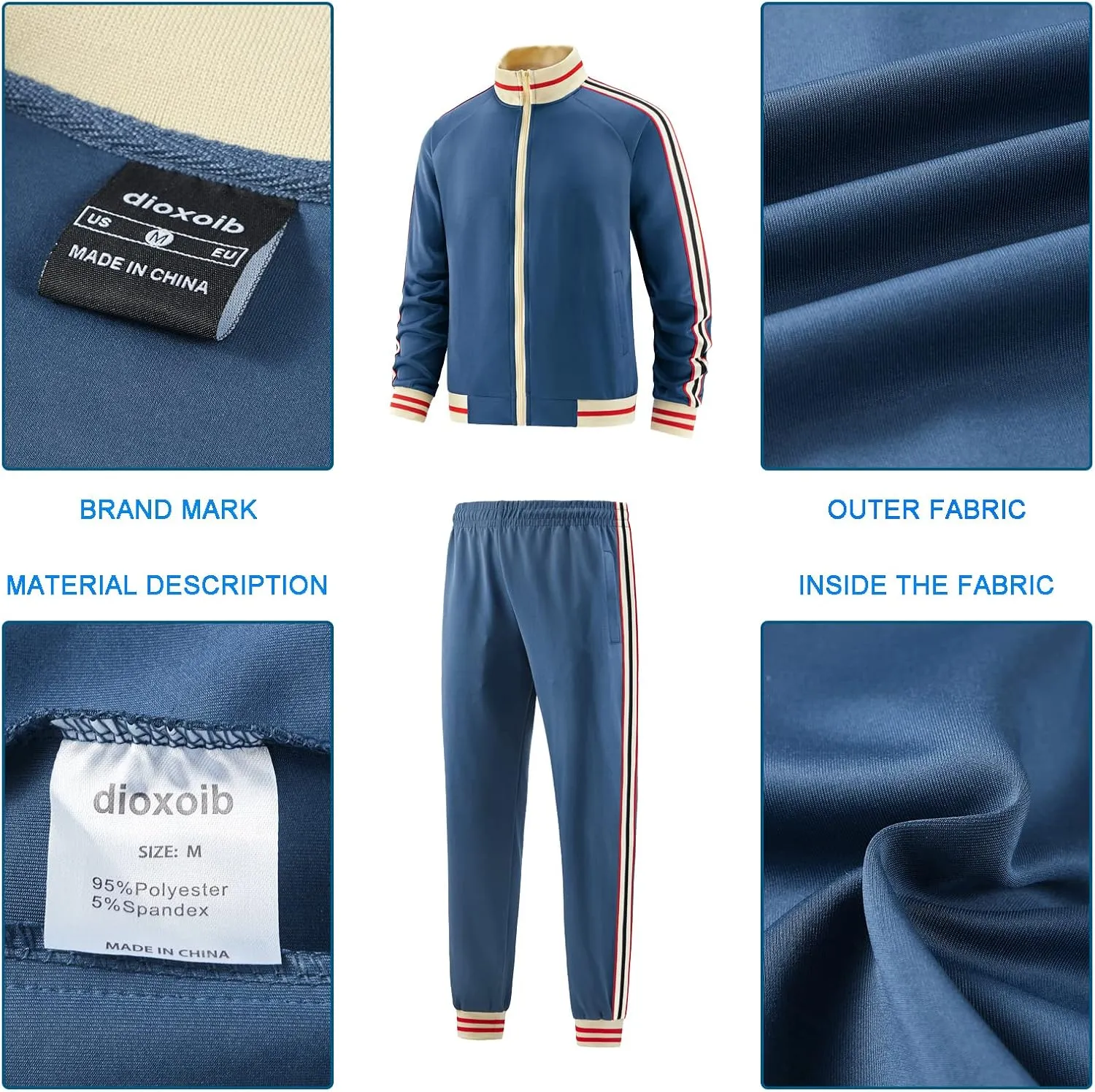 Men Track Suits Sets Long Sleeve Full-zip Sweatsuit Active Jackets and Pants 2 Piece Outfits