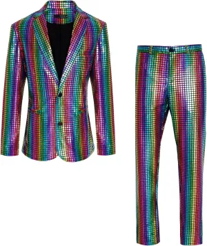 Men's 70s Outfit Disco Suit Shiny Party Outfit Sequin Costume