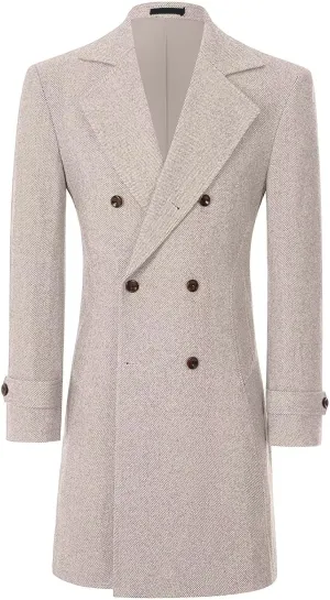 Mens Casual Blazer Coats Wool Blend Men Trench Coat Jacket Double Breasted Classic Warm Men's Sport Coats