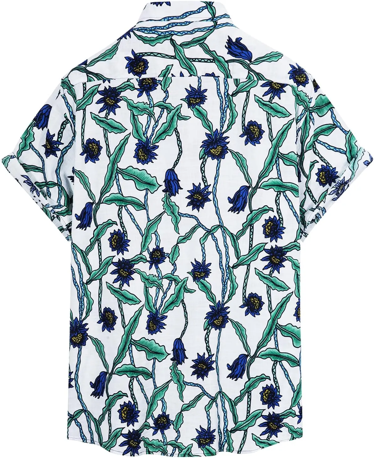 Mens Casual Hawaiian Shirts Front Pocket Summer Floral Shirt Short Sleeve Button Down Tropical Beach Shirts