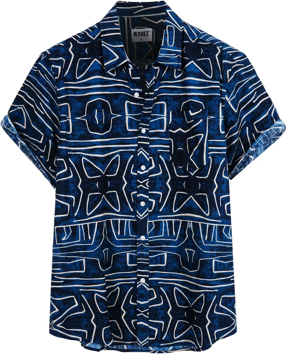 Mens Casual Hawaiian Shirts Front Pocket Summer Floral Shirt Short Sleeve Button Down Tropical Beach Shirts