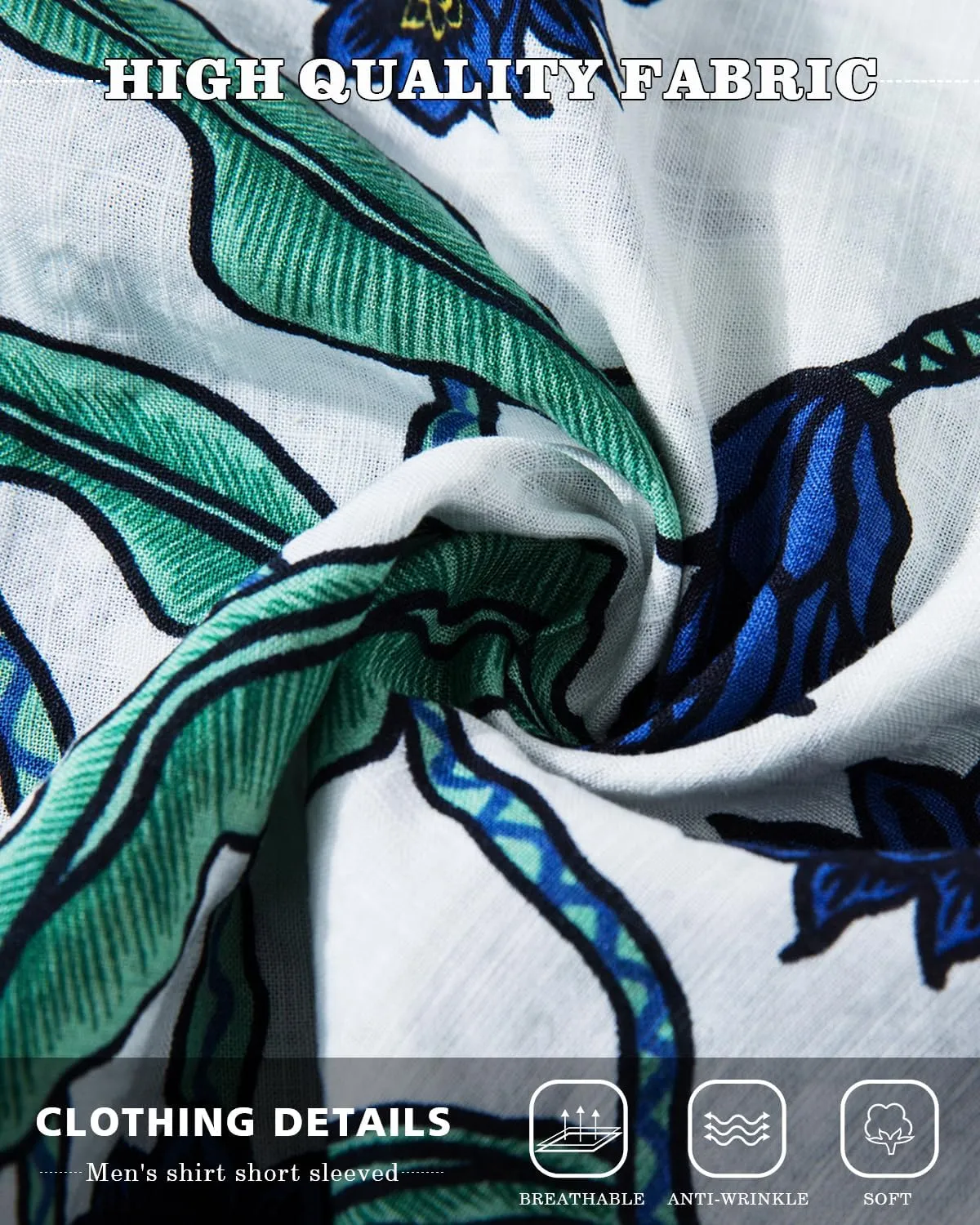 Mens Casual Hawaiian Shirts Front Pocket Summer Floral Shirt Short Sleeve Button Down Tropical Beach Shirts
