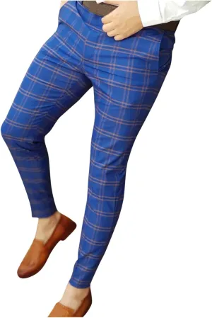 Mens Casual Plaid Pants Fashion Retro Tapered Stretch Slim Fit Business Dress Chino Pants Formal Lightweight Pants