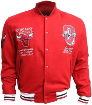 Men's Chicago Vintage Baseball Game Letterman Bull Black Wool & Leather Jacket
