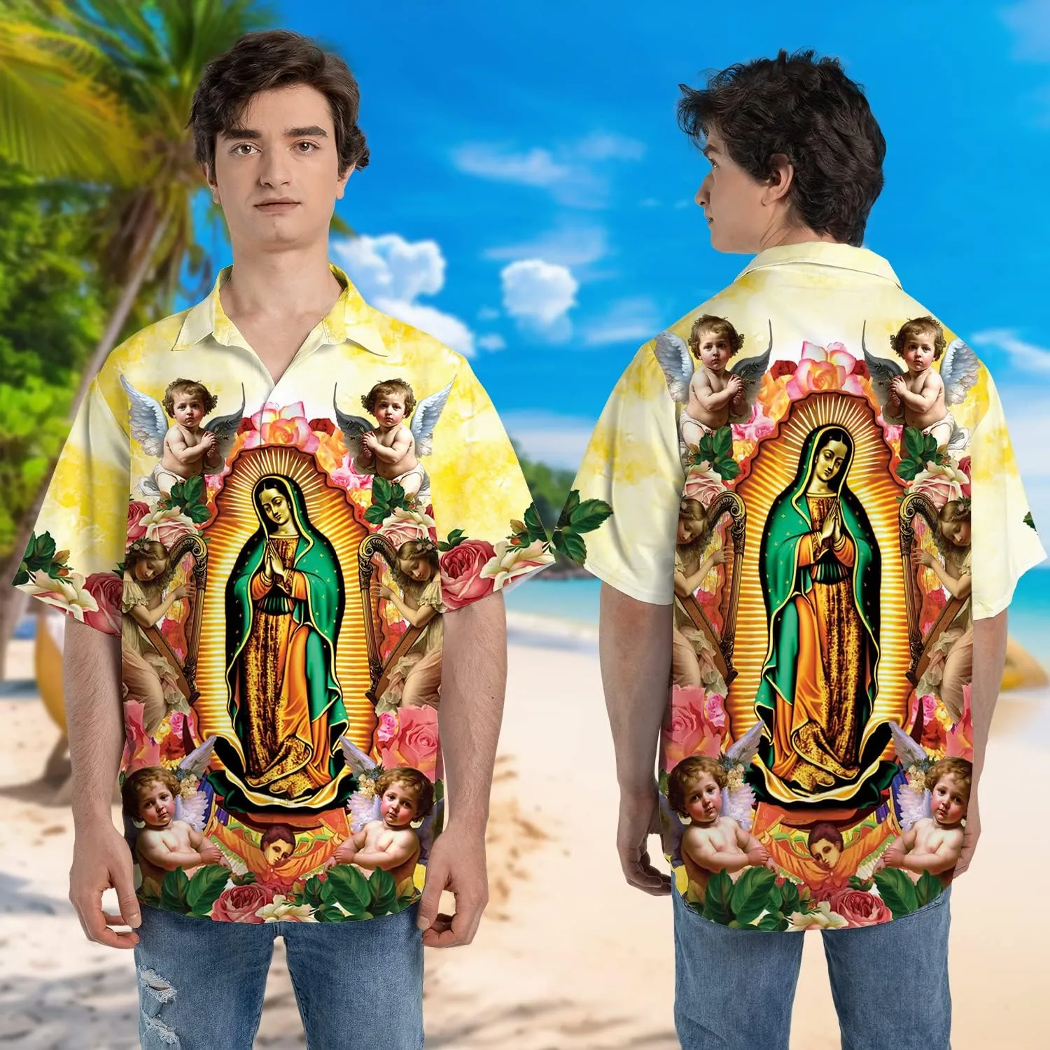 Men's Christian Jesus Hawaiian Shirts - Our Savior Button Down Mens Hawaiian Shirts Short Sleeve Series 04