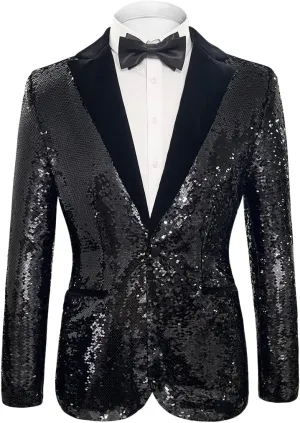 Men's Daily wear Wedding Prom Party Sequined Tuxedo Suit Jacket Blazers