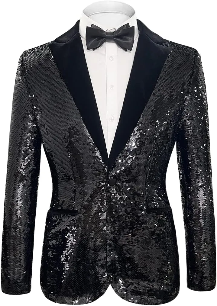 Men's Daily wear Wedding Prom Party Sequined Tuxedo Suit Jacket Blazers