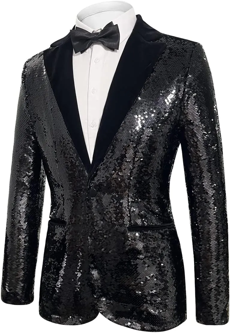 Men's Daily wear Wedding Prom Party Sequined Tuxedo Suit Jacket Blazers