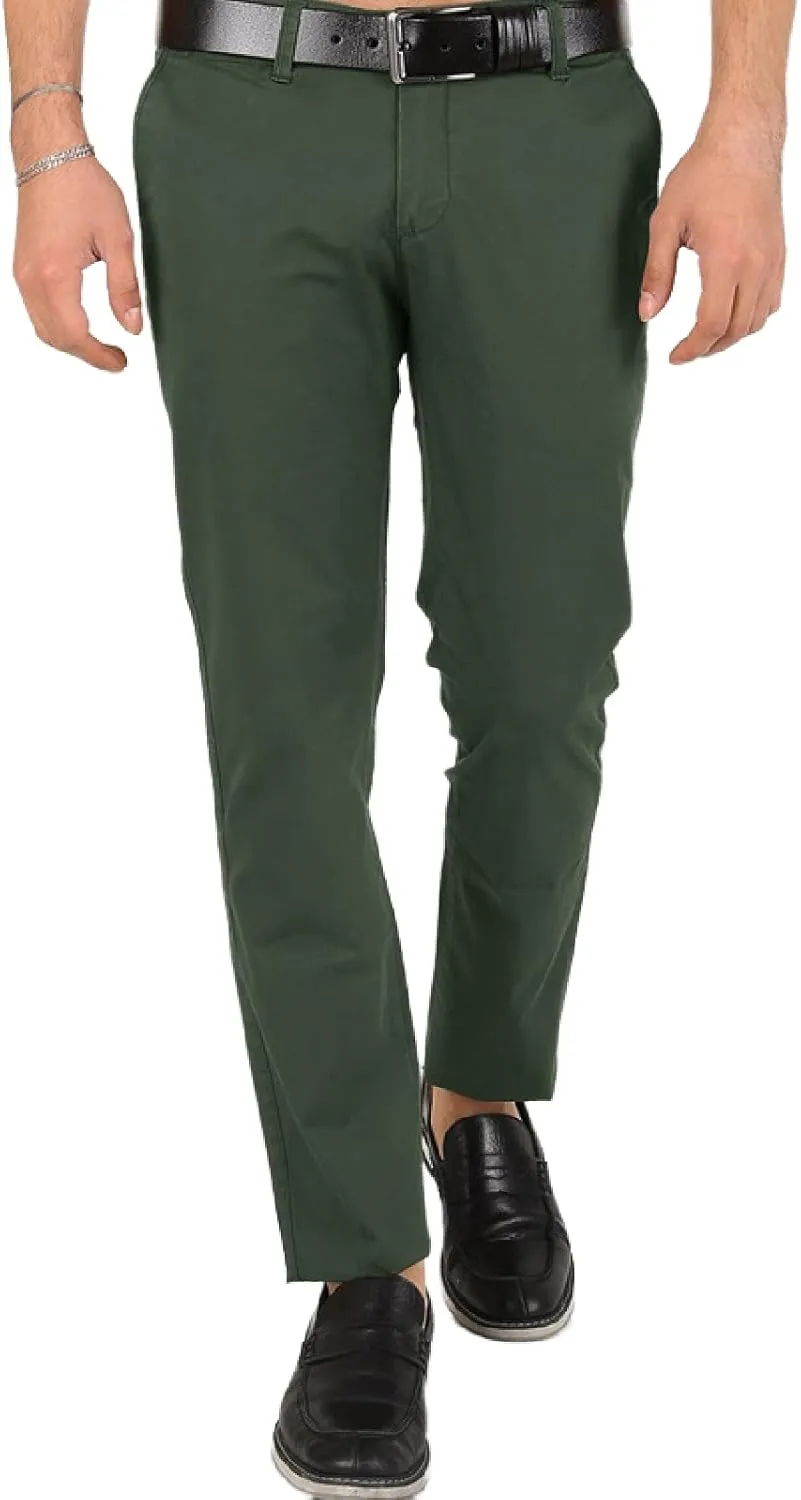 Men's Dress Pants Slim Fit Stretch Casual Pants Chino Slacks Tapered Trousers
