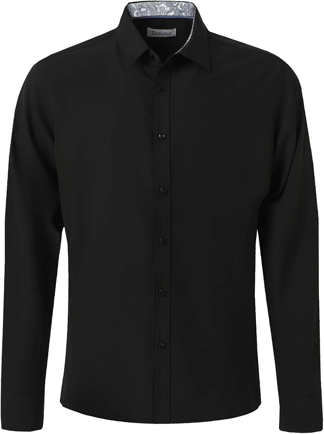 Men's Dress Shirts Long Sleeve Wrinkle-Free Button Down Shirt Men Inner Contrast Stretch Formal Shirts