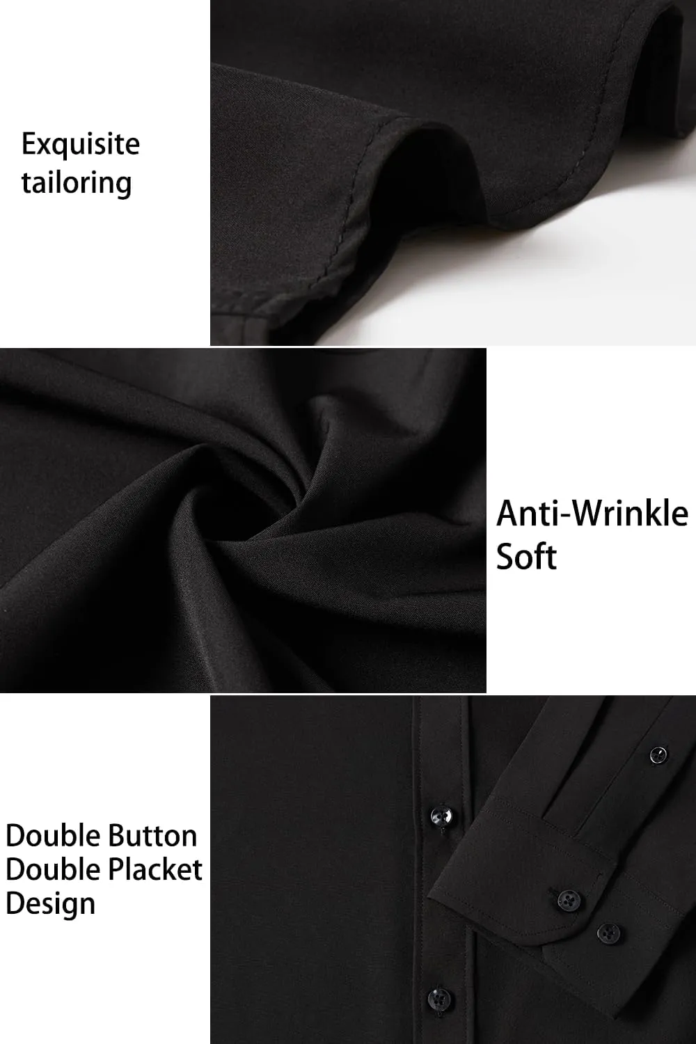 Men's Dress Shirts Long Sleeve Wrinkle-Free Button Down Shirt Men Inner Contrast Stretch Formal Shirts