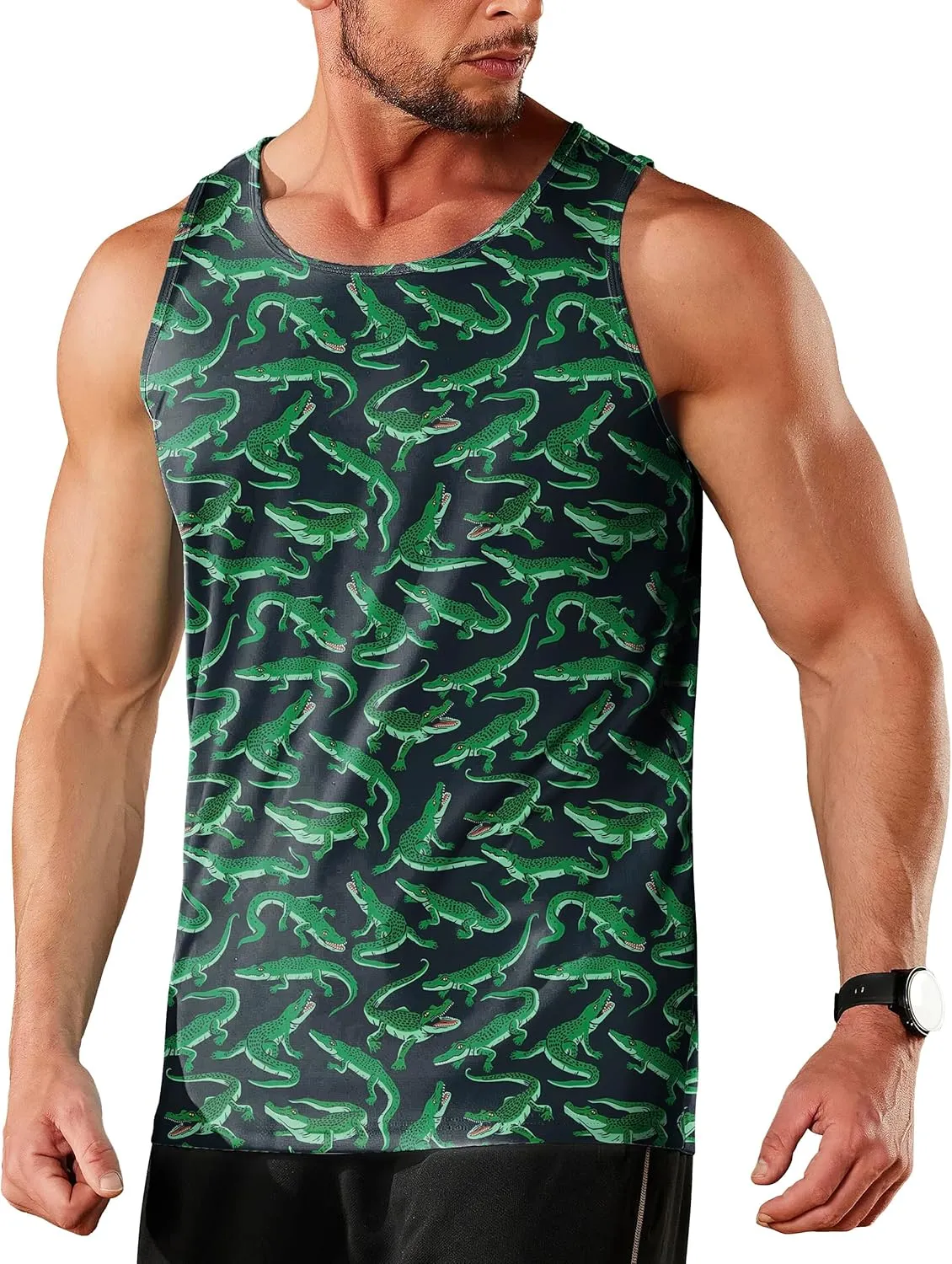 Men's Graphic Tank Tops Quick Dry Workout Beach Shirts Sleeveless Shirts for Bodybuilding Gym Fitness Training
