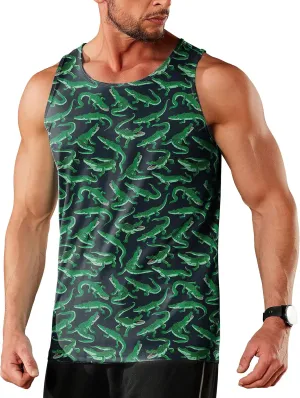 Men's Graphic Tank Tops Quick Dry Workout Beach Shirts Sleeveless Shirts for Bodybuilding Gym Fitness Training
