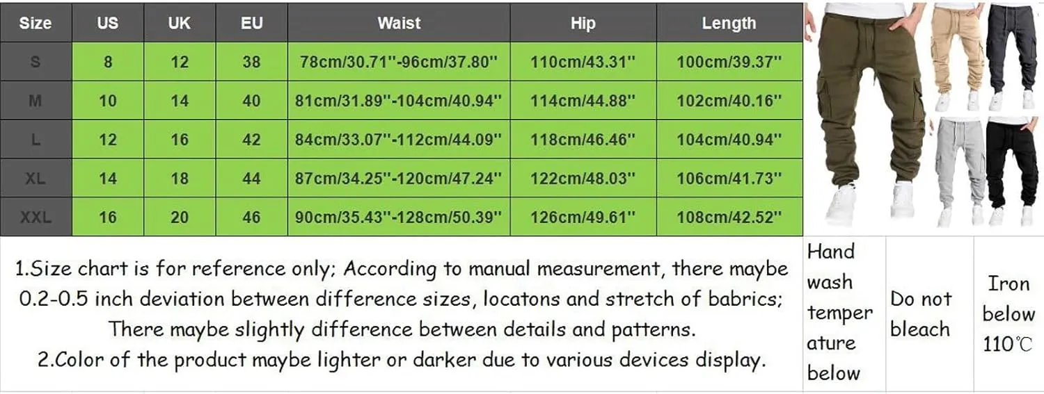 Mens Heavyweight Fleece Cargo Sweatpants Straight-Leg Joggers Loose Fit Baggy Pants Multi-Pocket Trousers