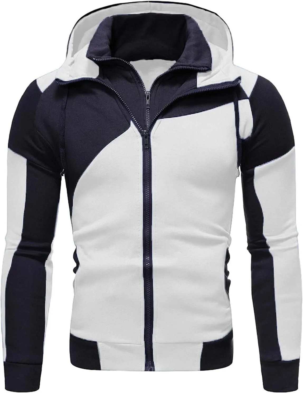 Mens Hoodies Casual Zip Up Hoodie with Pockets Long Sleeve Full-Zip Sweatshirt Fashion Jacket