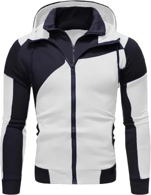 Mens Hoodies Casual Zip Up Hoodie with Pockets Long Sleeve Full-Zip Sweatshirt Fashion Jacket