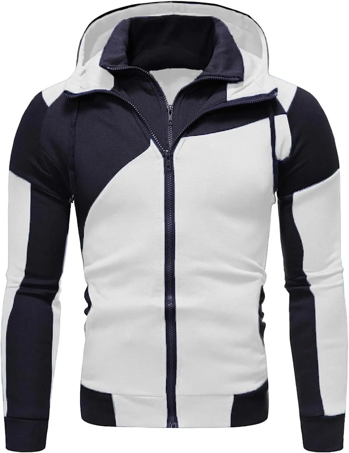 Mens Hoodies Casual Zip Up Hoodie with Pockets Long Sleeve Full-Zip Sweatshirt Fashion Jacket