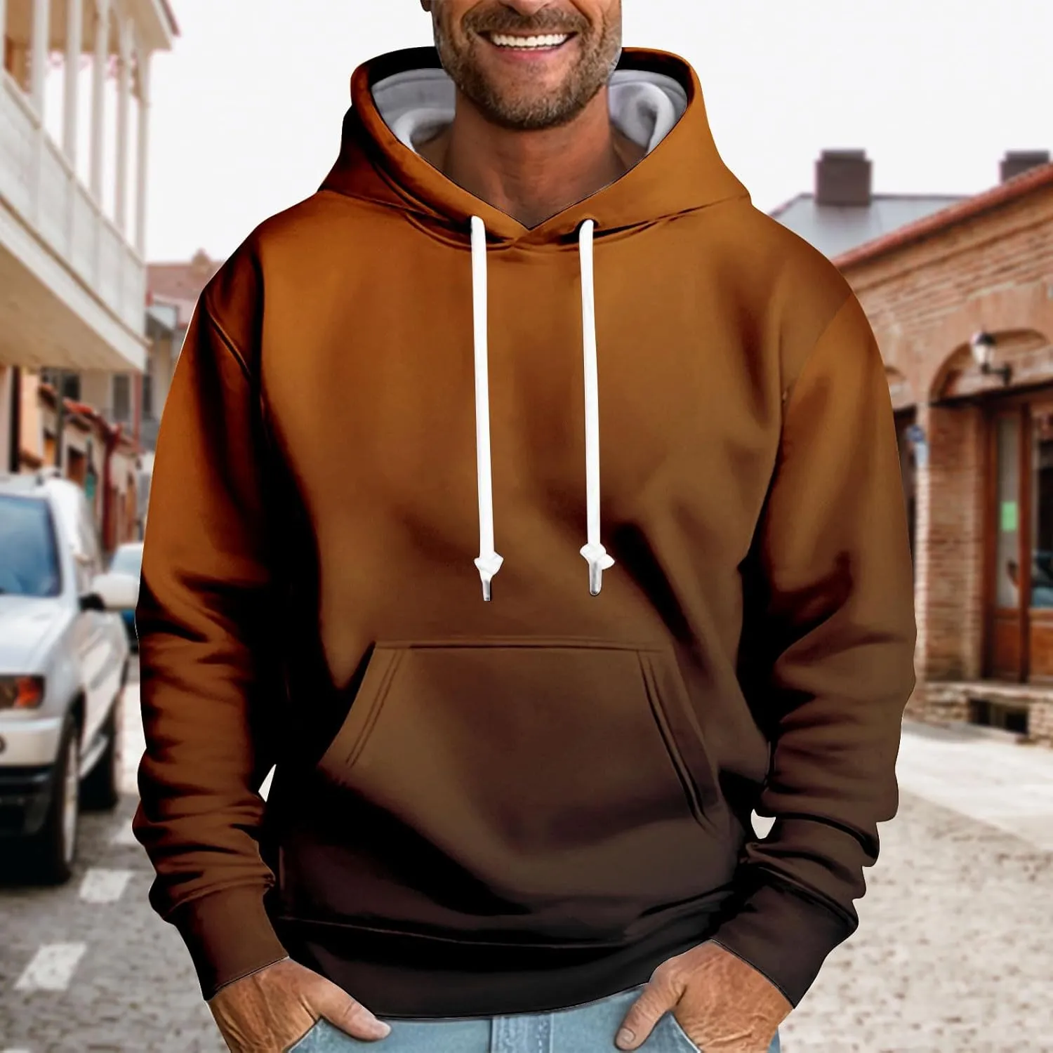 Men's Hoodies Vintage Sports Outdoor Long Sleeve Lightweight Drawstring Sweatshirt Comfy Casual Outerwear Pullover