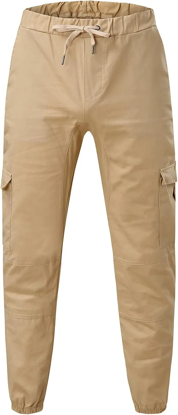 Men's Jogging Pants Cotton Fitness Drawstring Chino Cargo Pants Hiking Outdoor Twill Track Jogging Sweatpants Pants