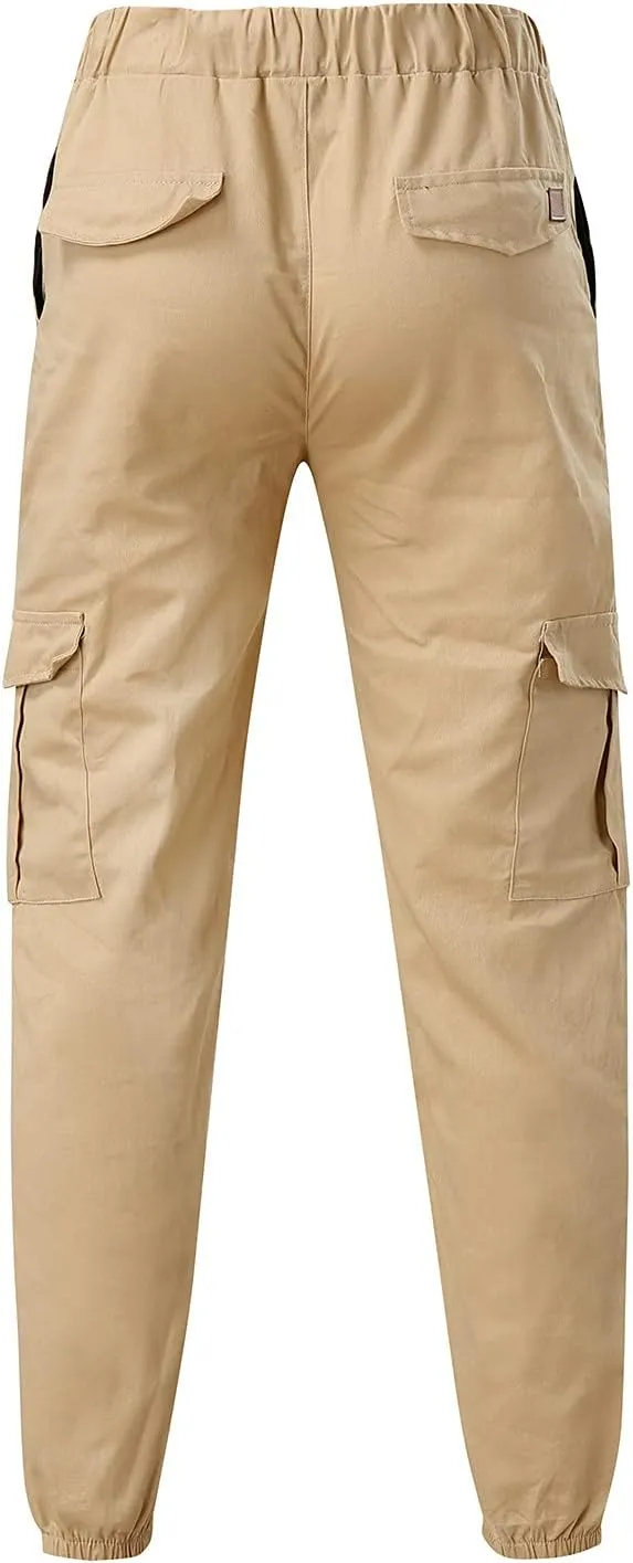Men's Jogging Pants Cotton Fitness Drawstring Chino Cargo Pants Hiking Outdoor Twill Track Jogging Sweatpants Pants
