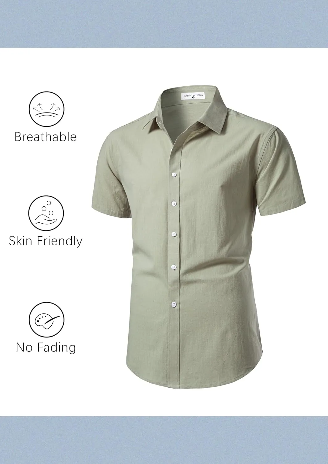 Mens Linen Shirts Short Sleeve Button Down Regular Fit Shirts Casual Vacation Beach Summer Hawaiian Tops