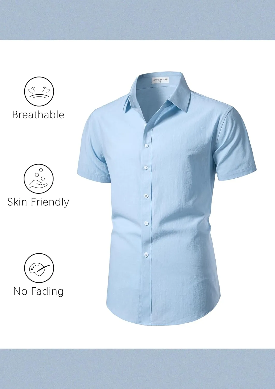 Mens Linen Shirts Short Sleeve Button Down Regular Fit Shirts Casual Vacation Beach Summer Hawaiian Tops
