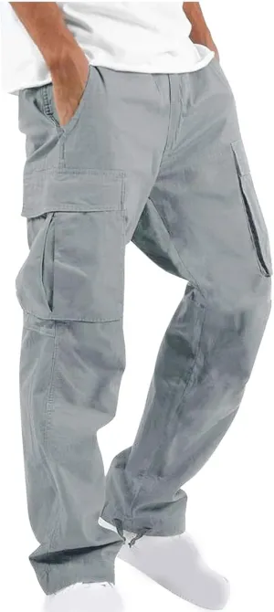 Mens Outdoor Cargo Pants Tactical Hiking Pants Baggy Workout Joggers Wide Leg Stretchy Jeans Loose Fit Trousers