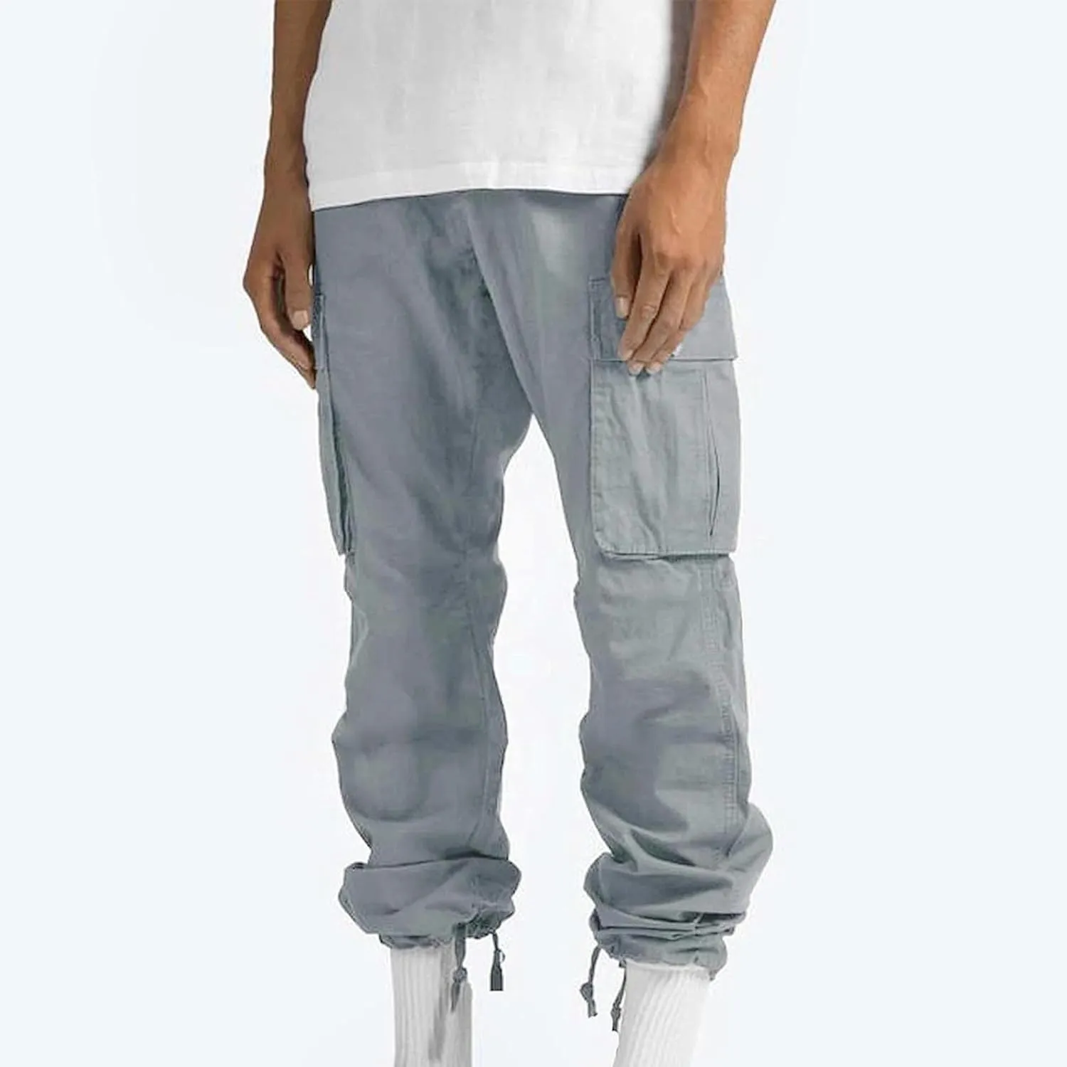 Mens Outdoor Cargo Pants Tactical Hiking Pants Baggy Workout Joggers Wide Leg Stretchy Jeans Loose Fit Trousers