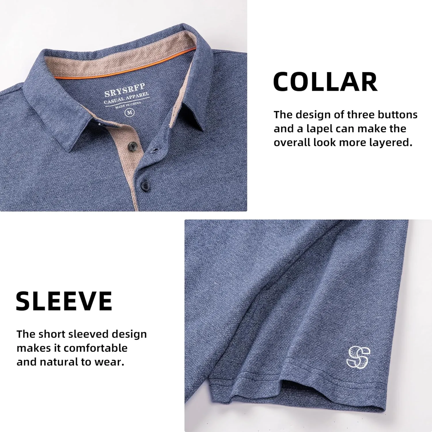 Men's Polo Shirts Short Sleeve Cotton Blend Moisture Wicking Dry Fit Performance Collared Golf Shirts for Men