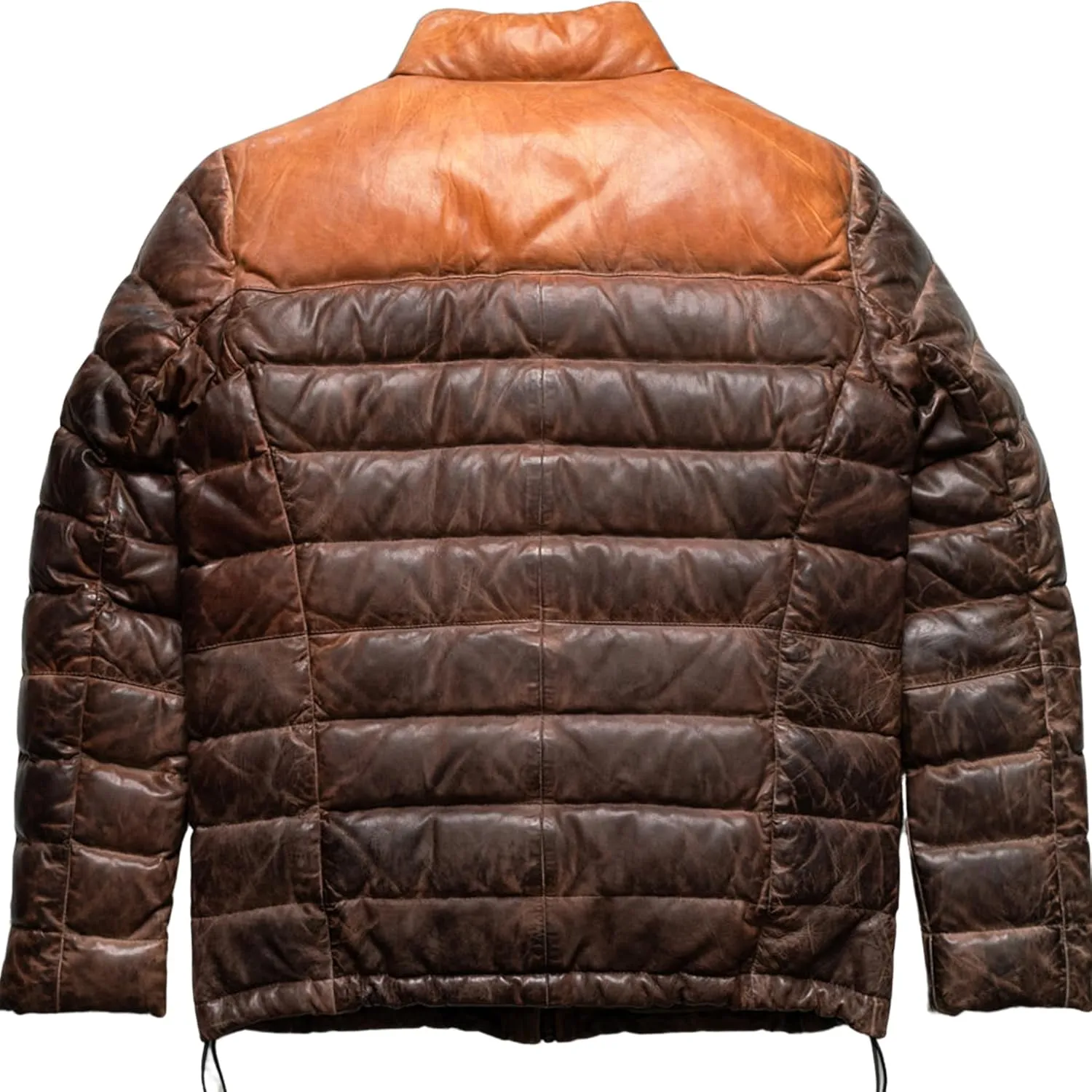 Mens Puffer Jacket Lambskin Down Leather Quilted Jacket Lightweight Zip Up Winter Mens Puffer Coat