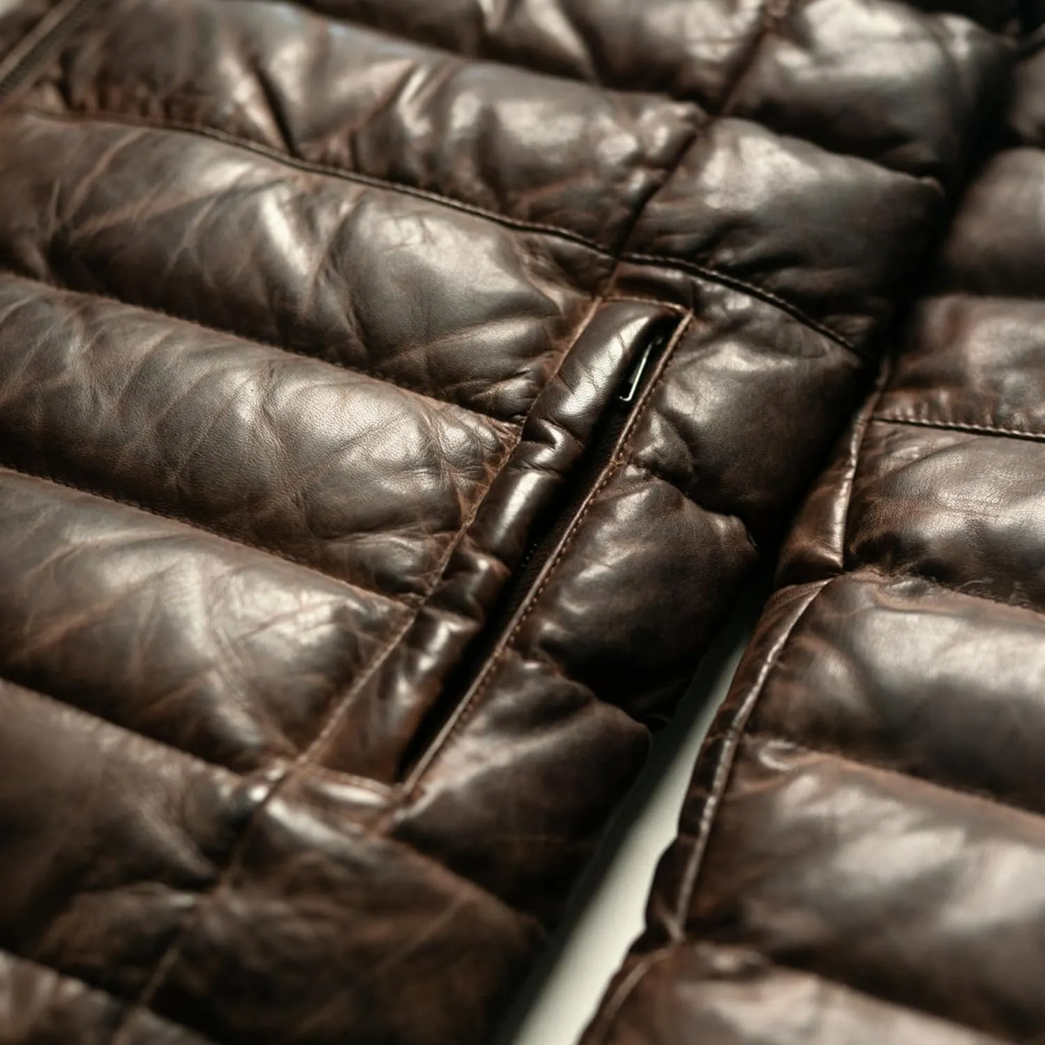 Mens Puffer Jacket Lambskin Down Leather Quilted Jacket Lightweight Zip Up Winter Mens Puffer Coat