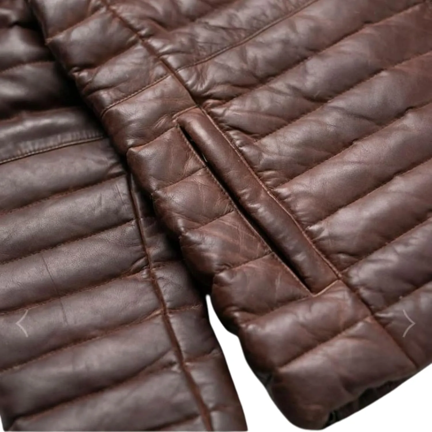Mens Puffer Jacket Lambskin Down Leather Quilted Jacket Lightweight Zip Up Winter Mens Puffer Coat