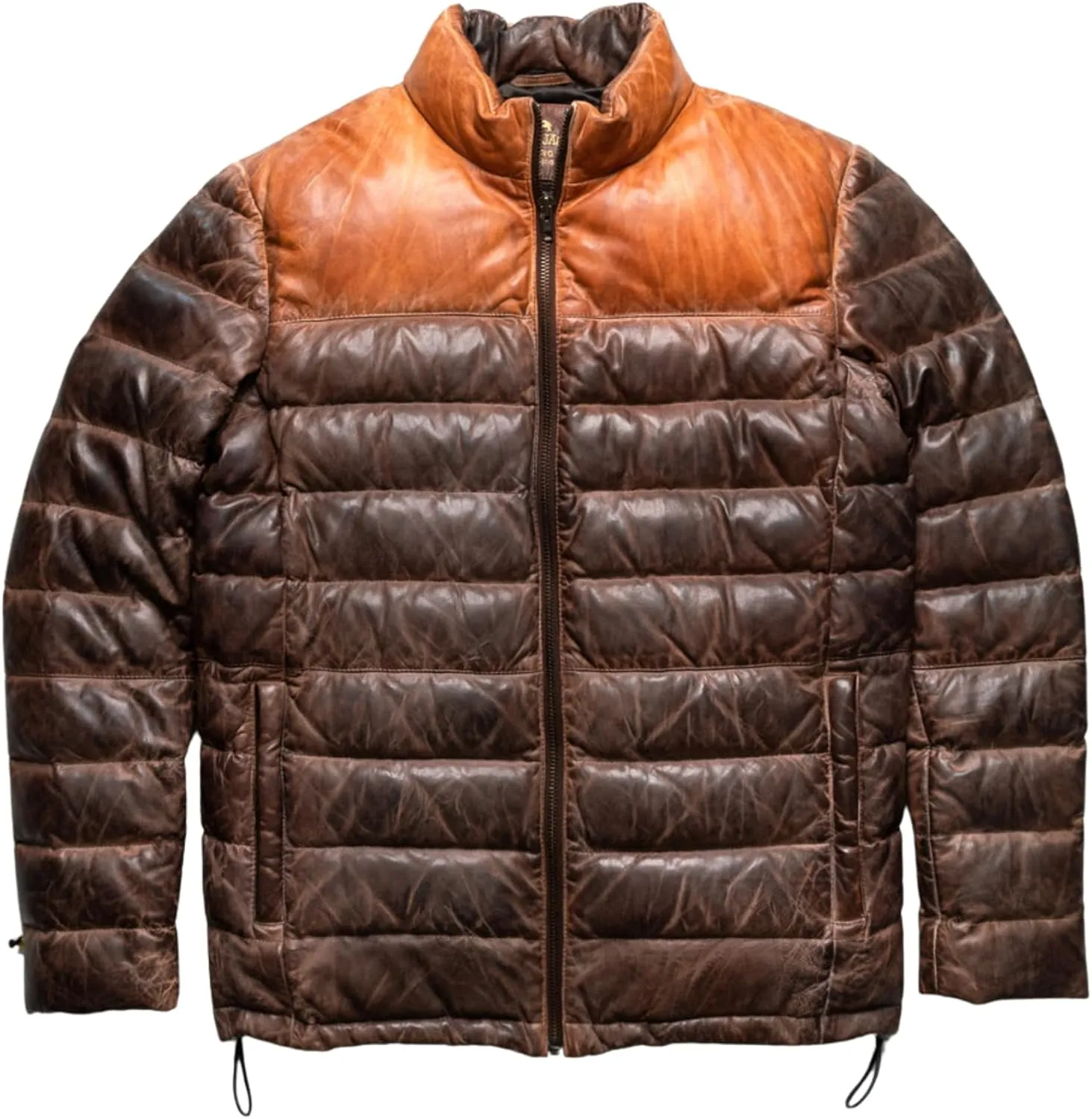 Mens Puffer Jacket Lambskin Down Leather Quilted Jacket Lightweight Zip Up Winter Mens Puffer Coat