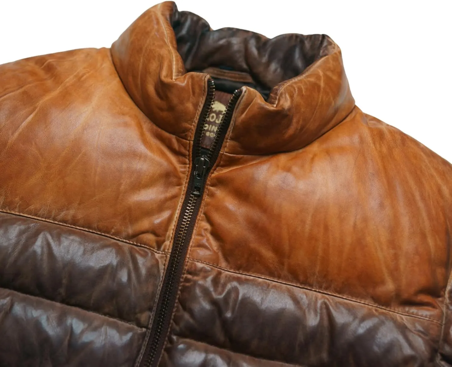 Mens Puffer Jacket Lambskin Down Leather Quilted Jacket Lightweight Zip Up Winter Mens Puffer Coat