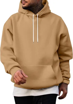 Mens Pullover Hoodies Comfy Vintage Winter Solid Colored Sweater Loose Pullover Sweater Mens Winter Shirt with Pockets