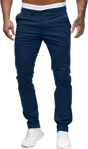 Men's Skinny Fit Dress Pants Flat Front Casual Smart Trousers Trendy Business Work Chino Pants with Pockets Plus Size